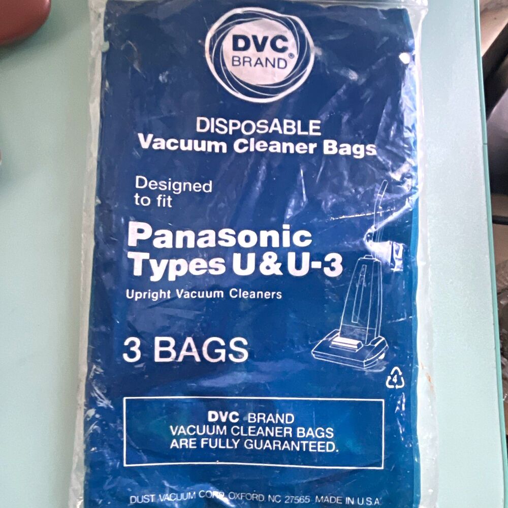 Vintage DVC Disposable Vacuum Cleaner Bags for Panasonic Types U & U-3, 3-Pack